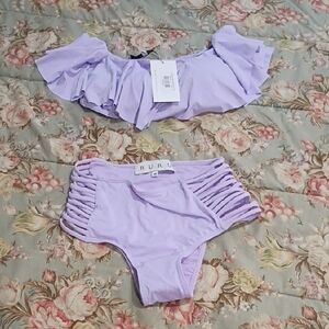 Lavender Ruffled Bikini Set